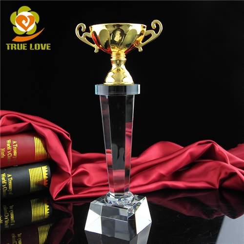 Crystal Glass Trophy With Metal Cup