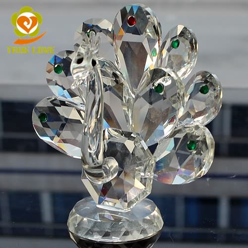 Crystal Glass Peacock Figurine